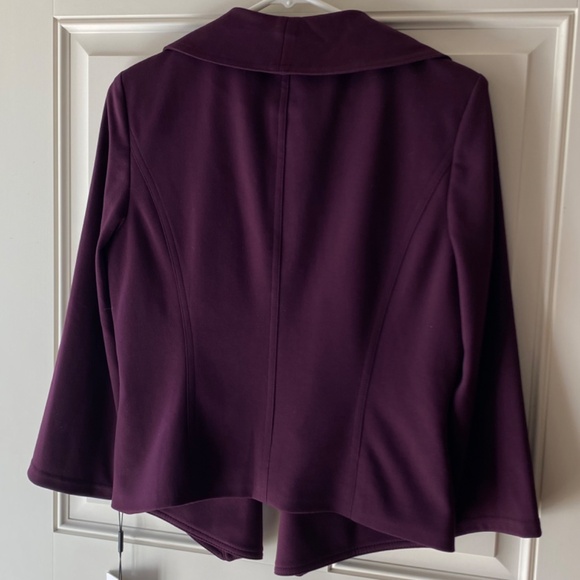 NWT Plum Purple Flyaway Open Front Blazer Calvin Klein Sz 6 - Picture 4 of 7